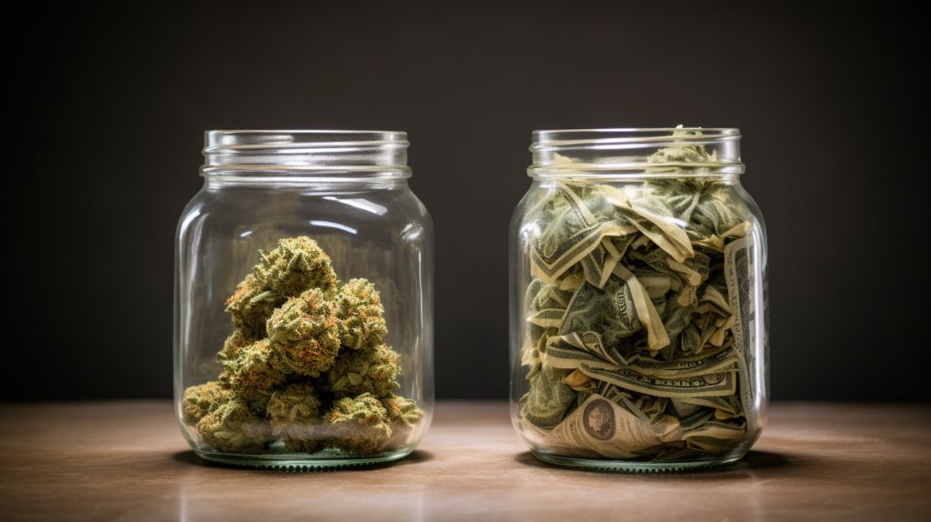weissweb_a_jar_of_dollar_notes_next_to_a_jar_of_cannabis_buds_9072ac7e-9454-4e5f-837b-b34548bcf69d